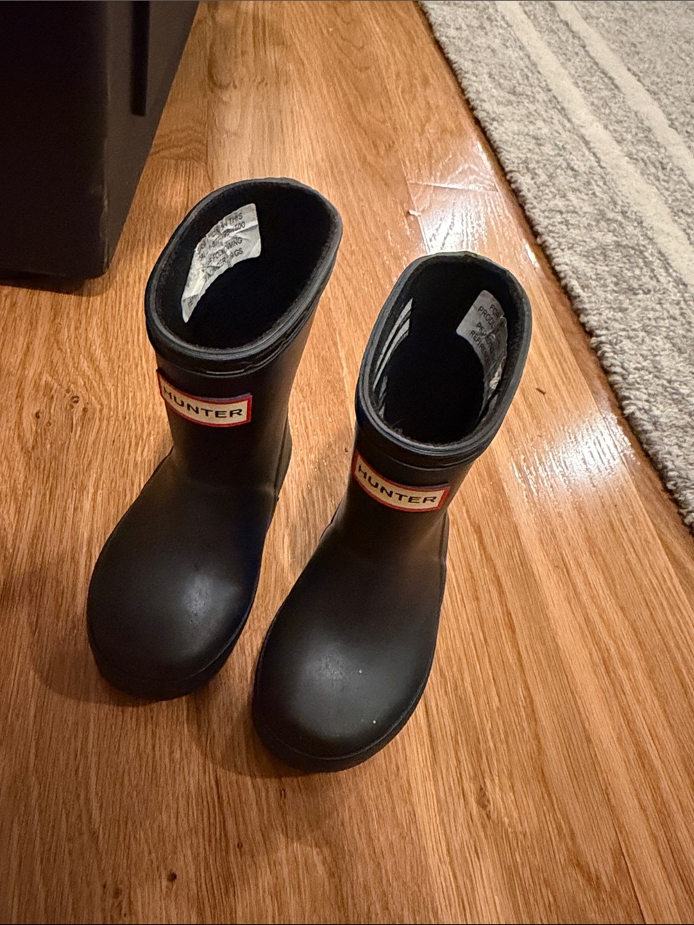 Hunter Kids Black Rubber Rain Boots